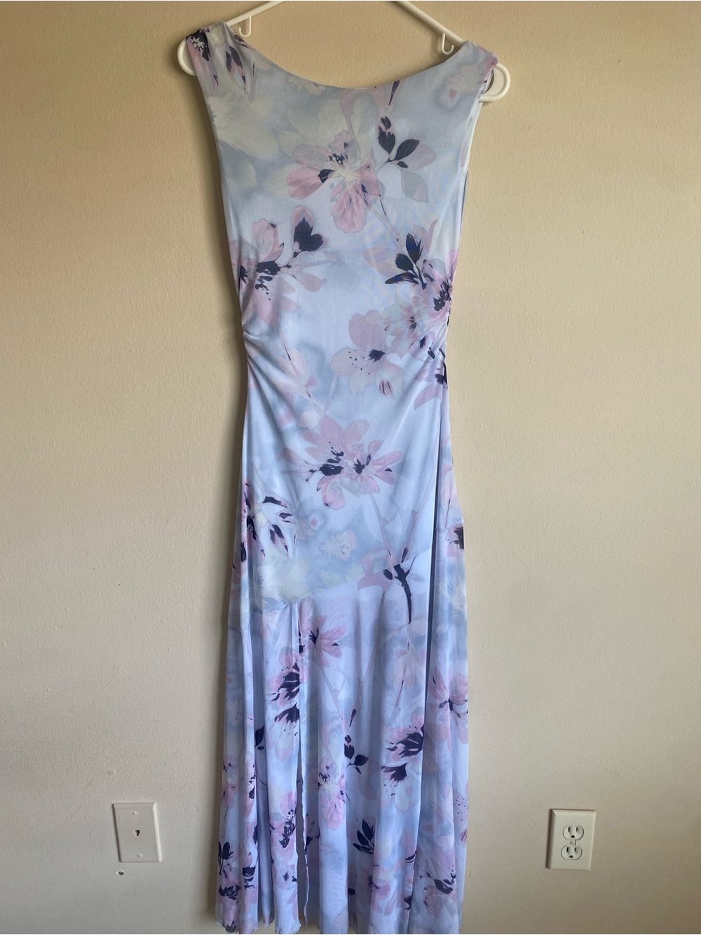 Altar’d State Junie Mesh Floral Maxi Dress Blue Pink Size S